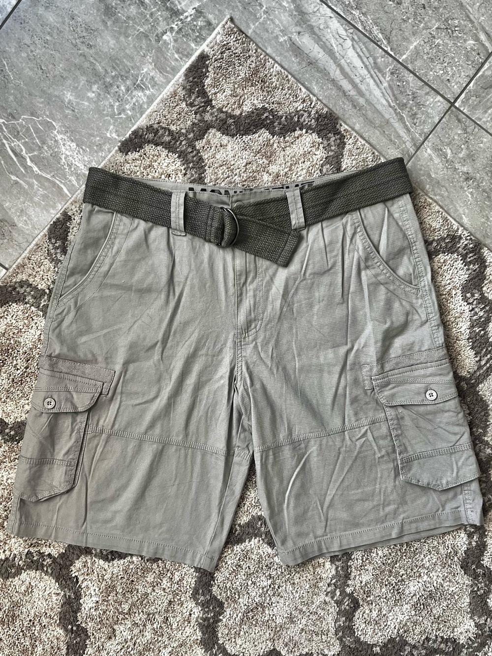 Men's Monument Gray Cargo Shorts with Belt